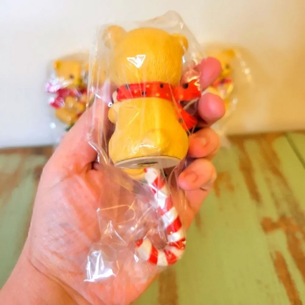 Vintage New Bear Candy Cane Christmas Stocking Hook Shelf Sitters - Set of five